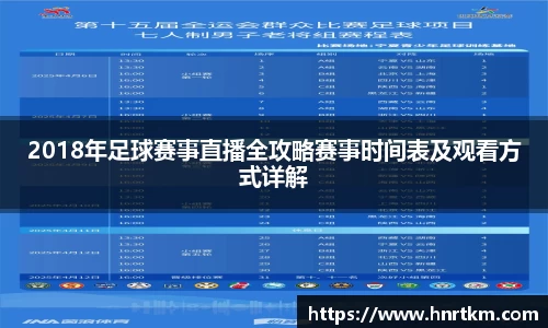 2018年足球赛事直播全攻略赛事时间表及观看方式详解